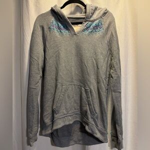 Hollister High Low Hoodie Gray and Blue Tribal Pattern